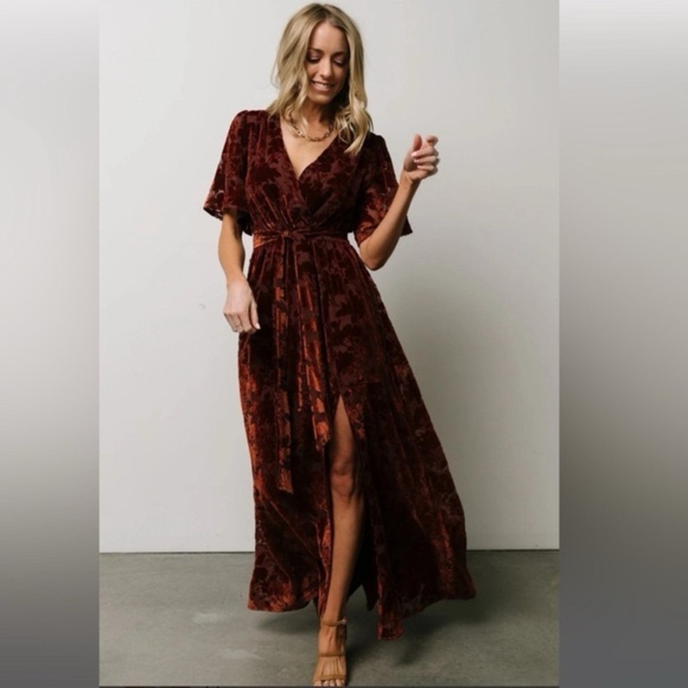 Baltic Born Wrap Velvet Maxi Dress